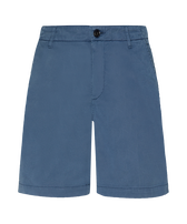Bermuda uomo in gabardine di Tencel  Blu mare vista frontale