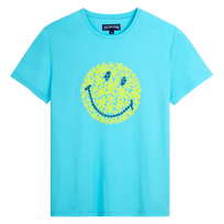 Men Cotton T-shirt Turtles Smiley - Vilebrequin x Smiley® Lazuli blue front view