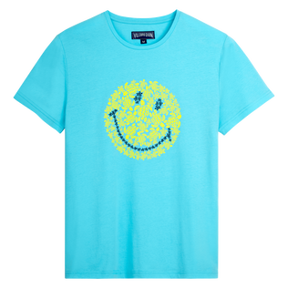 Men Cotton T-shirt Turtles Smiley - Vilebrequin x Smiley® Lazuli blue front view