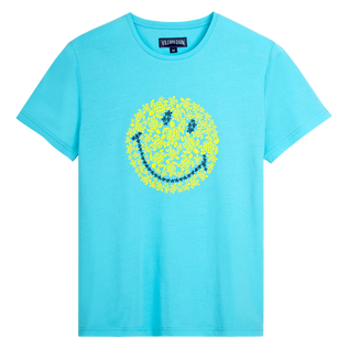 男士 Turtles Smiley 全棉 T 恤 —— Vilebrequin x Smiley® Lazuli blue 正面图