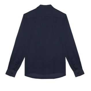 Cotton Voile Lightweight Shirt Solid Navy back view