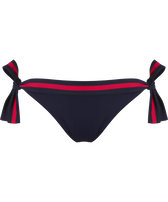 Women Side Tie Bikini Bottom Solid - Vilebrequin x Ines de la Fressange Navy front view