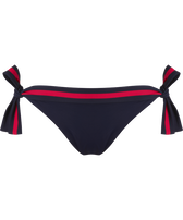 Solid Bikinihose zum seitlichen Binden für Damen – Vilebrequin x Ines de la Fressange Marineblau Vorderansicht