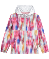 Giacca a vento bambina con cappuccio Ikat Multicolore vista frontale
