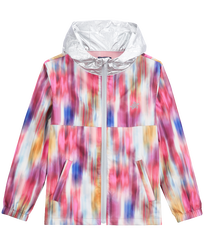 Girls Hooded Jacket Ikat Multicolor front view