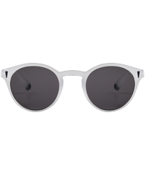 White Floaty Sunglasses White front worn view