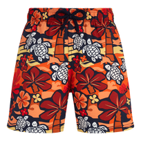 Boys Stretch Swim Shorts Monoi Turtles Apricot front view