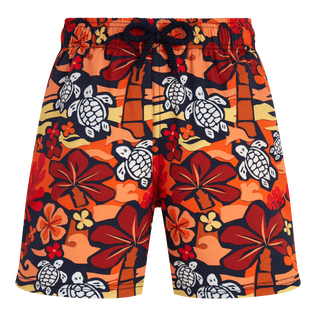 Boys Stretch Swim Shorts Monoi Turtles Apricot front view