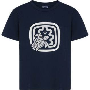 Women Organic Cotton T-Shirt - Vilebrequin x Ines de la Fressange Navy front view