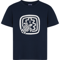 T-shirt donna in cotone biologico - Vilebrequin x Ines de la Fressange Blu marine vista frontale