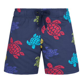 Bañador elástico con estampado Ronde des Tortues para niño Azul marino vista frontal