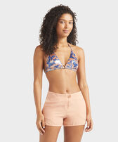 Bermuda donna in lino Blush vista frontale indossata