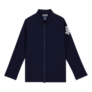 Kids Zipper Long Sleeves Rashguard Navy 正面图