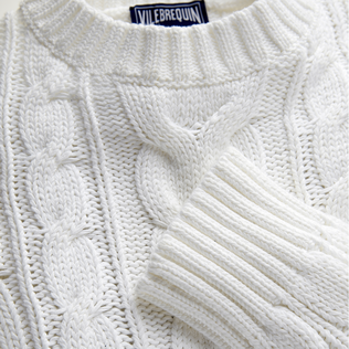 Men Cable-Knit Cotton Sweater White details view 1