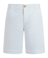 Men Tencel Satin Bermuda Shorts Solid White front view