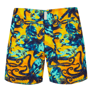 Men Stretch Swim Shorts Flat Belt Poulpes Tie and Dye Sun 正面图