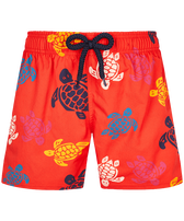 Maillot de bain stretch garçon Ronde Tortues Multicolores Coquelicot vue de face