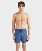 Men Wool Swim Shorts Fish Net Navy front worn view