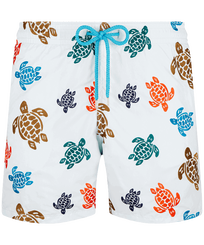 Men Embroidered Embroidered - Men Embroidered Swim Shorts Ronde Des Tortues - Limited Edition, Glacier front view