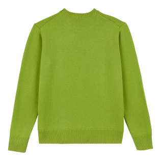 Men Wool and Cashmere Crewneck Sweater Turtle Matcha back view