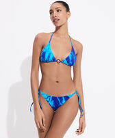 女士 Les Draps Froissés 三角形比基尼上衣 Neptune blue 正面穿戴视图