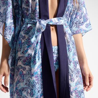 Women Silk Kimono Isadora Fish White details view 3