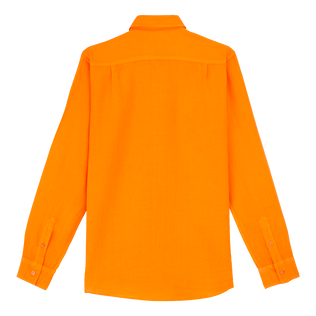 Camicia uomo in lino tinta unita Albicocca vista posteriore