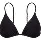 Top de bikini de triángulo para mujer con estampado Tresses y cuerdas Negro vista frontal