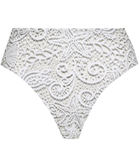 Braguita de bikini de talle alto con estampado Dentelles para mujer Blanco vista frontal