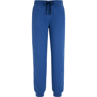 Pantalón de chándal en algodón de color liso para hombre Mar azul vista frontal