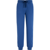Pantalón de chándal en algodón de color liso para hombre Mar azul vista frontal