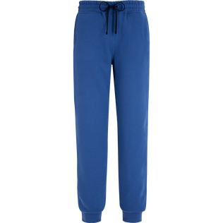 Pantaloni da jogging uomo in cotone tinta unita Blu mare vista frontale
