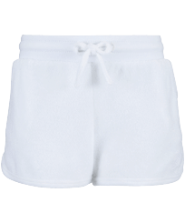 Short en éponge fille uni Blanc vue de face