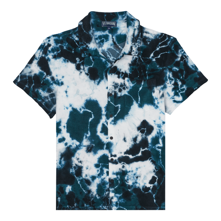 Rough Ocean Tie & Dye Bowling-hemd Aus Frottee Für Herren - Charli - Grün