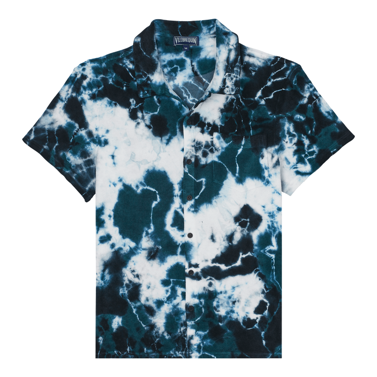 Unisex Terry Bowling Shirt Rough Ocean Tie & Dye - Charli - Green