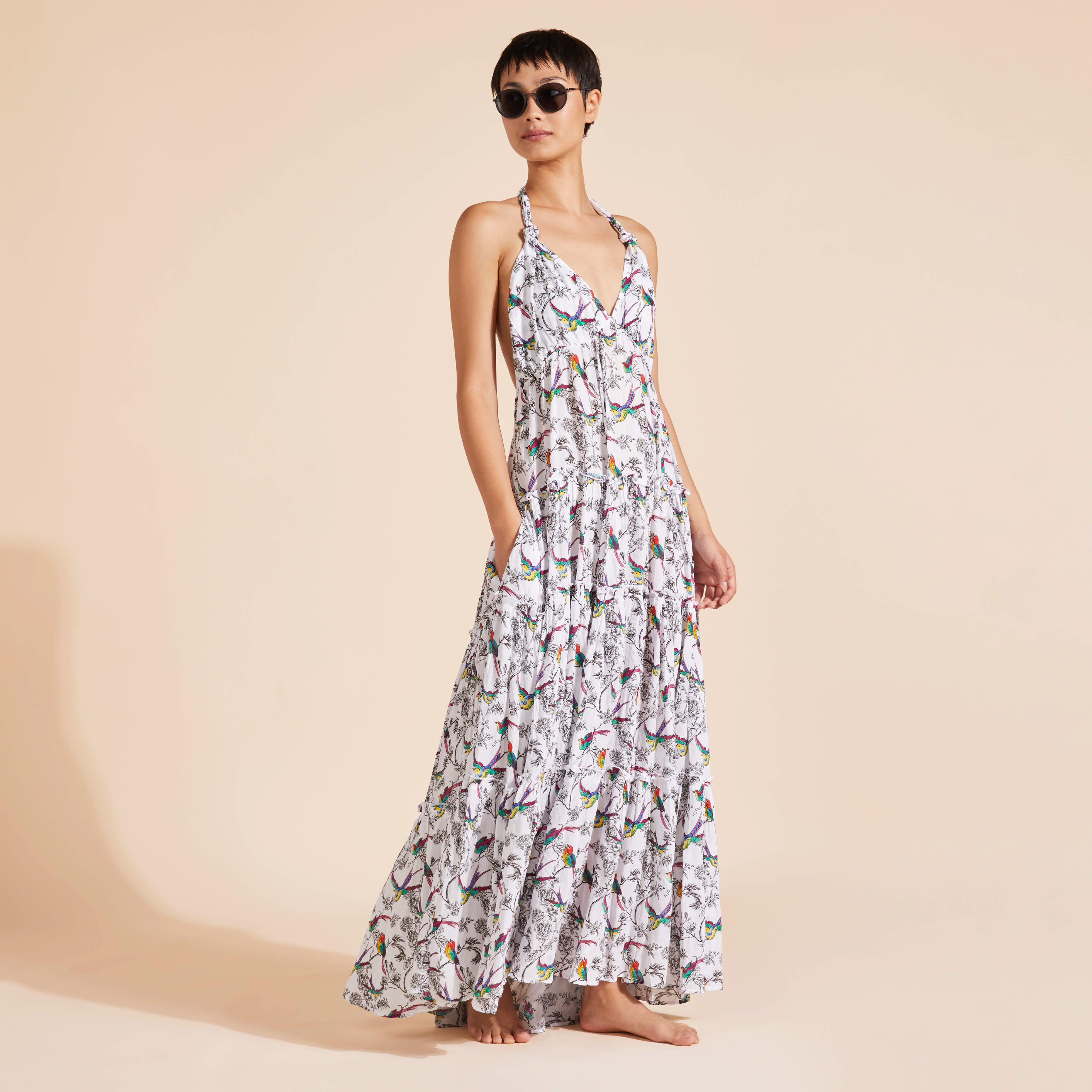 Rainbow backless maxi dress top