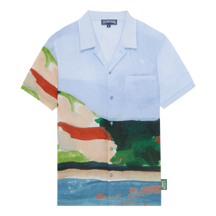 男士 360 Landscape 亚麻保龄球衫 - Vilebrequin x Highsnobiety Chambray 正面图