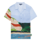 Camicia bowling uomo in lino 360 Landscape - Vilebrequin x Highsnobiety Chambray vista frontale