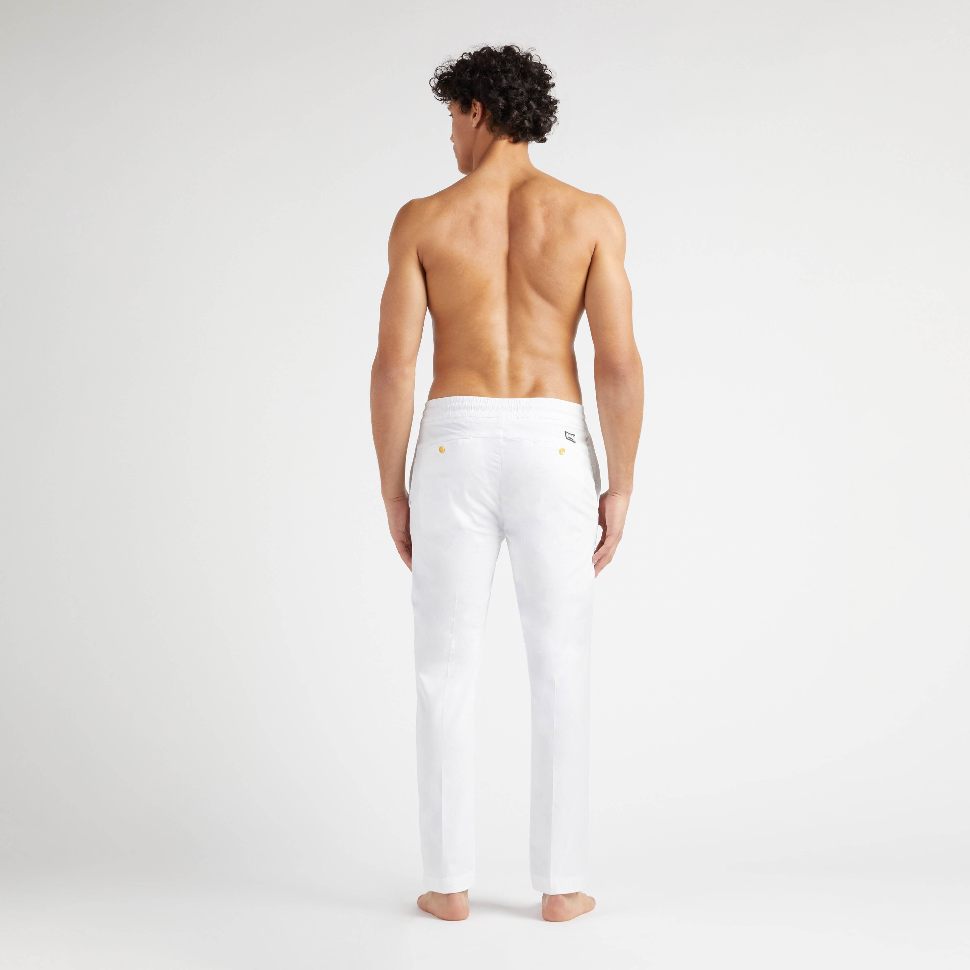 Pantalon en algodon tencel de color liso para hombre