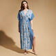 Caftan long femme Iris Lace- Vilebrequin x Poupette St Barth Azur vue portée de face