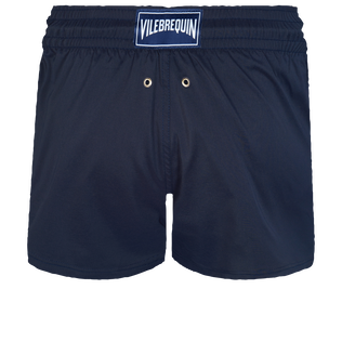 Men Swimwear Short and Fitted Stretch Solid Navy back view