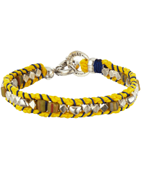 Bracelet tressé unisexe perles Everly- Vilebrequin x Gas Bijoux Tournesol vue de face