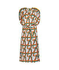 Tunique longue femme en voile de coton Africain - Vilebrequin x JCC+ - Edition limitée Blanc vue de face