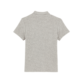 Polo en tejido terry de color liso para niño Gris jaspeado vista trasera