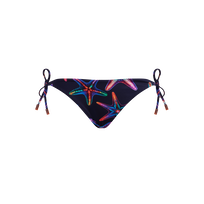 Braguita de bikini con tiras laterales de atar con estampado Disco Stars para mujer Azul marino vista frontal