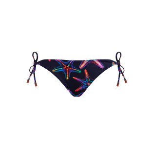 Braguita de bikini con tiras laterales de atar con estampado Disco Stars para mujer Azul marino vista frontal
