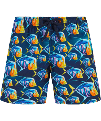Pantaloncini mare bambino elasticizzati Piranhas Blu marine vista frontale