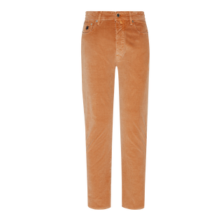 Men Vintage Faded 5-Pocket Corduroy Pants Caramel front view