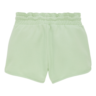 Girls Cotton Shorts Solid Lemongrass back view
