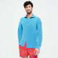 Men Changing Cotton Pique Shirt Azzurro vista frontale indossata